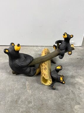 Bearfoots Black Bear Family Figurine Accent - Black and Yellow